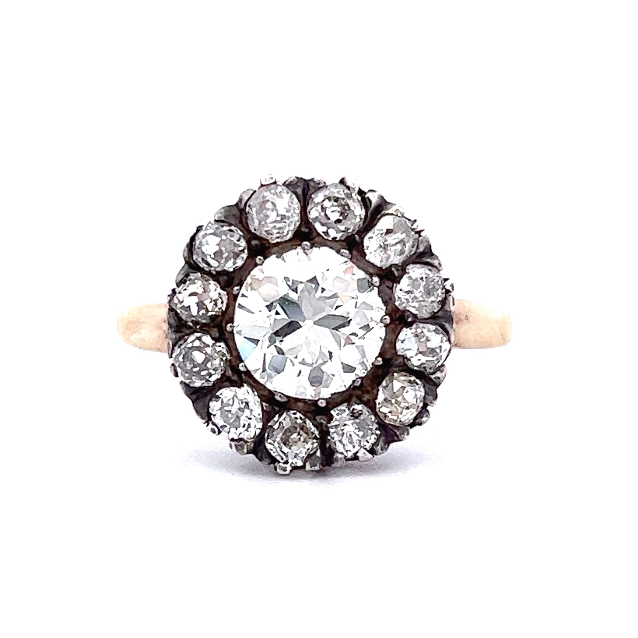 Diamond Cluster Ring 18ct White Gold Engagement ring – Antique Jewellery  Online